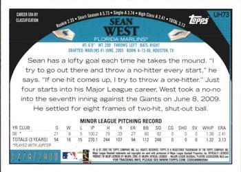 2009 Topps Updates & Highlights - Gold #UH73 Sean West Back