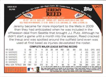 2009 Topps Updates & Highlights - Gold #UH77 Jeremy Reed Back