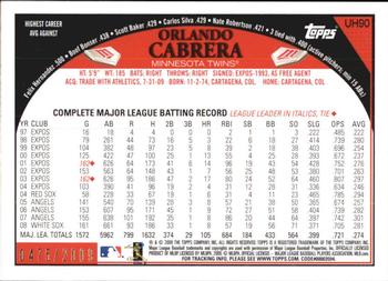 2009 Topps Updates & Highlights - Gold #UH90 Orlando Cabrera Back