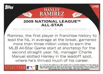2009 Topps Updates & Highlights - Gold #UH98 Hanley Ramirez Back