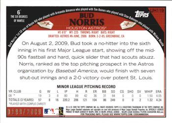 2009 Topps Updates & Highlights - Gold #UH119 Bud Norris Back