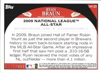2009 Topps Updates & Highlights - Gold #UH123 Ryan Braun Back