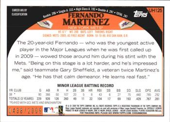 2009 Topps Updates & Highlights - Gold #UH125 Fernando Martinez Back