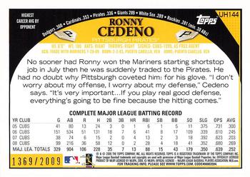 2009 Topps Updates & Highlights - Gold #UH144 Ronny Cedeno Back