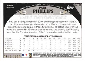 2009 Topps Updates & Highlights - Gold #UH168 Paul Phillips Back
