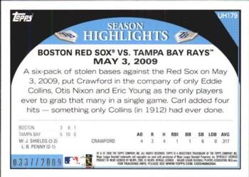 2009 Topps Updates & Highlights - Gold #UH179 Carl Crawford Back