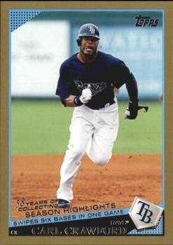 2009 Topps Updates & Highlights - Gold #UH179 Carl Crawford Front