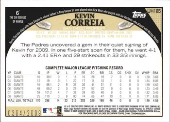 2009 Topps Updates & Highlights - Gold #UH185 Kevin Correia Back