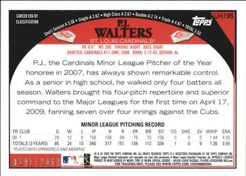 2009 Topps Updates & Highlights - Gold #UH195 P.J. Walters Back
