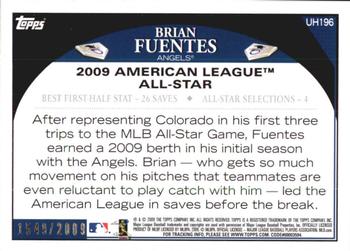 2009 Topps Updates & Highlights - Gold #UH196 Brian Fuentes Back