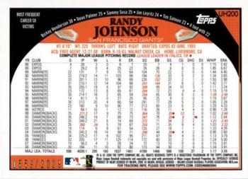 2009 Topps Updates & Highlights - Gold #UH200 Randy Johnson Back