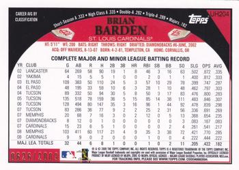 2009 Topps Updates & Highlights - Gold #UH204 Brian Barden Back