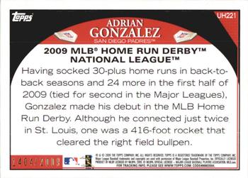 2009 Topps Updates & Highlights - Gold #UH221 Adrian Gonzalez Back