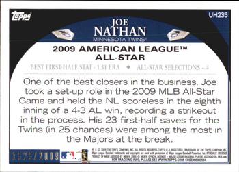2009 Topps Updates & Highlights - Gold #UH235 Joe Nathan Back