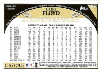 2009 Topps Updates & Highlights - Gold #UH269 Cliff Floyd Back
