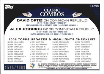 2009 Topps Updates & Highlights - Gold #UH270 David Ortiz / Alex Rodriguez Back
