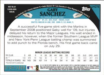 2009 Topps Updates & Highlights - Gold #UH278 Gaby Sanchez Back