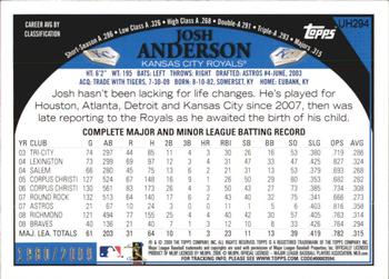 2009 Topps Updates & Highlights - Gold #UH294 Josh Anderson Back