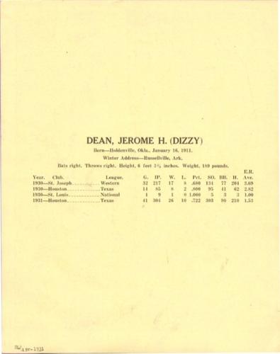 1932 M101-8 Sporting News #NNO Dizzy Dean Back