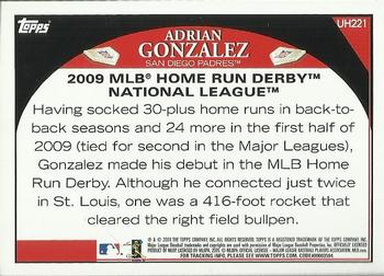 2009 Topps Updates & Highlights - Black #UH221 Adrian Gonzalez Back
