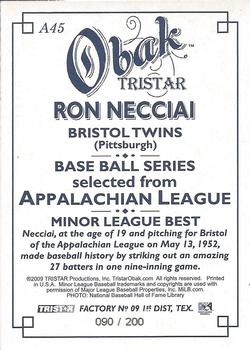 2009 TriStar Obak - Autographs #A45 Ron Necciai Back