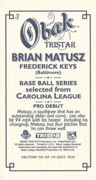 2009 TriStar Obak - Mini T212 #3 Brian Matusz Back