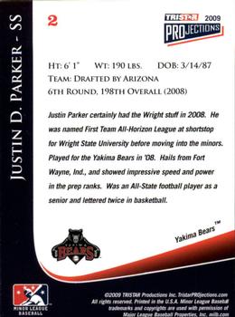 2009 TriStar PROjections - Autographs #2 Justin Parker Back