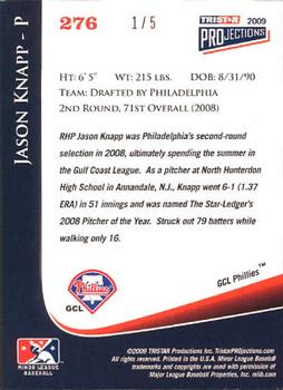 2009 TriStar PROjections - Autographs Orange #276 Jason Knapp Back