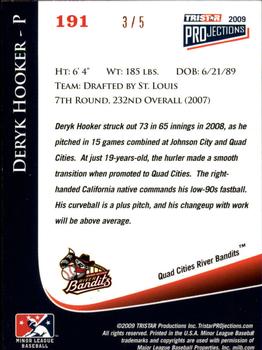 2009 TriStar PROjections - Autographs Orange #191 Deryk Hooker Back