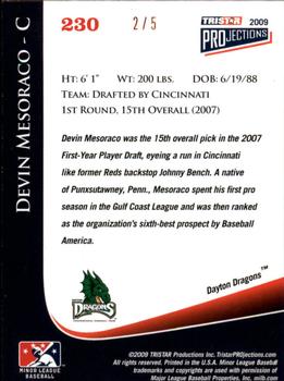 2009 TriStar PROjections - Autographs Orange #230 Devin Mesoraco Back