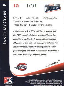 2009 TriStar PROjections - Green #15 Lance McClain Back