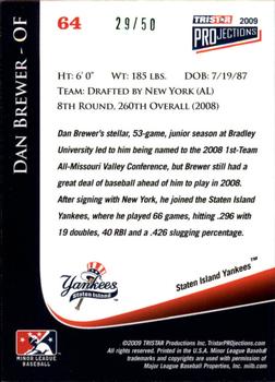 2009 TriStar PROjections - Green #64 Dan Brewer Back
