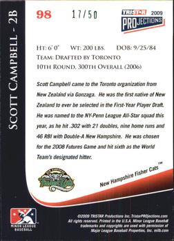 2009 TriStar PROjections - Green #98 Scott Campbell Back