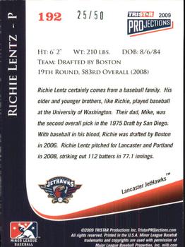 2009 TriStar PROjections - Green #192 Richie Lentz Back