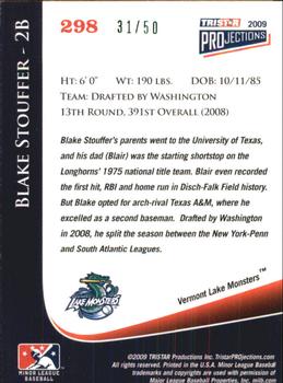 2009 TriStar PROjections - Green #298 Blake Stouffer Back