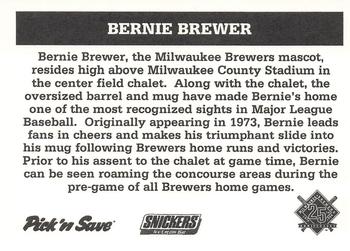 1994 Milwaukee Brewers Police - Eau Claire Police Department #NNO Bernie Brewer Back