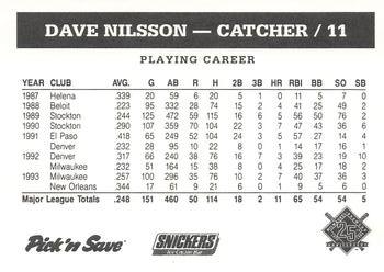 1994 Milwaukee Brewers Police - Eau Claire Police Department #NNO Dave Nilsson Back