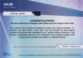 2020 Topps x Steve Aoki - Autograph Relic Pink Frosting #SA3 Steve Aoki Back