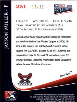 2009 TriStar PROjections - Yellow #251 Jayson Miller Back