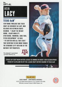 2020 Panini Contenders - Draft Pick Cracked Ice Ticket #DPT-AL Asa Lacy Back