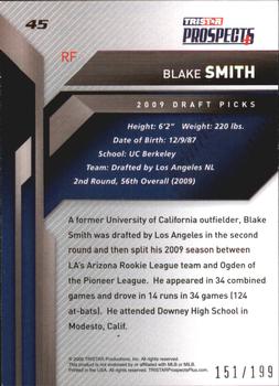 2009 TriStar Prospects Plus - Autographs #45 Blake Smith Back