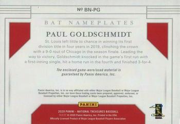 2020 Panini National Treasures - Bat Nameplates #BN-PG Paul Goldschmidt Back