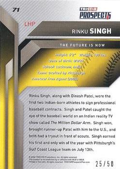 2009 TriStar Prospects Plus - Gold #71 Rinku Singh Back
