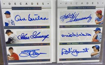 2020 Panini National Treasures - Decades Holo Gold Booklet #DB-1970S Goose Gossage / Jim Palmer / Phil Niekro / Don Sutton / Keith Hernandez / Robin Yount Back