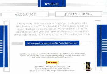 2020 Panini National Treasures - Dual Signatures Holo Silver #DS-LD Justin Turner / Max Muncy Back
