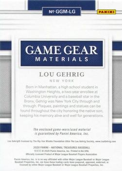 2020 Panini National Treasures - Game Gear Dual Materials Holo Gold #GGM-LG Lou Gehrig Back