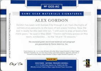2020 Panini National Treasures - Game Gear Materials Signatures Printing Plates Magenta #GGS-AG Alex Gordon Back