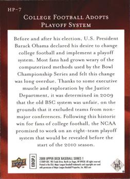 2009 Upper Deck - Historic Firsts Predictors #HP-7 College Football Adopts Playoff System Back