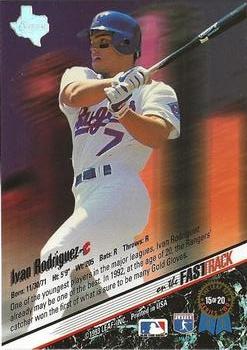 1993 Leaf - On the Fast Track #15 Ivan Rodriguez Back