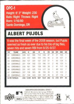 2009 Upper Deck - 1975 O-Pee-Chee Baseball #OPC-1 Albert Pujols Back